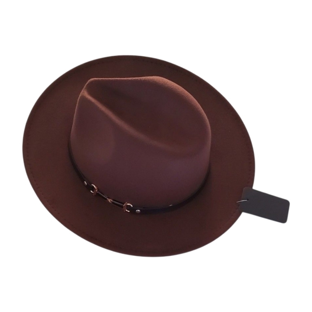 Crown Vintage Brown Wide Brim Boho Chic Coastal Cowgirl Fedora Hat Womens OS - Picture 5 of 6
